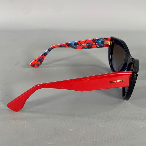 MIU MIU Navy Red SMU 02P Floral Acetate Sunglasses main image 4